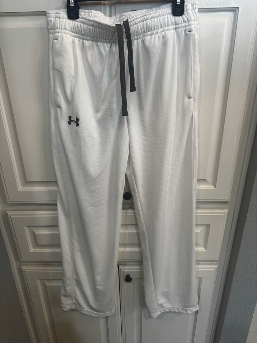 Under Armour White Men’s Athletic Joggers with Black Drawstring